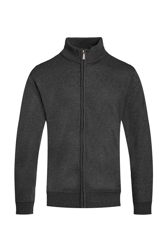 Weiv Mens Solid Full Zip Sweater