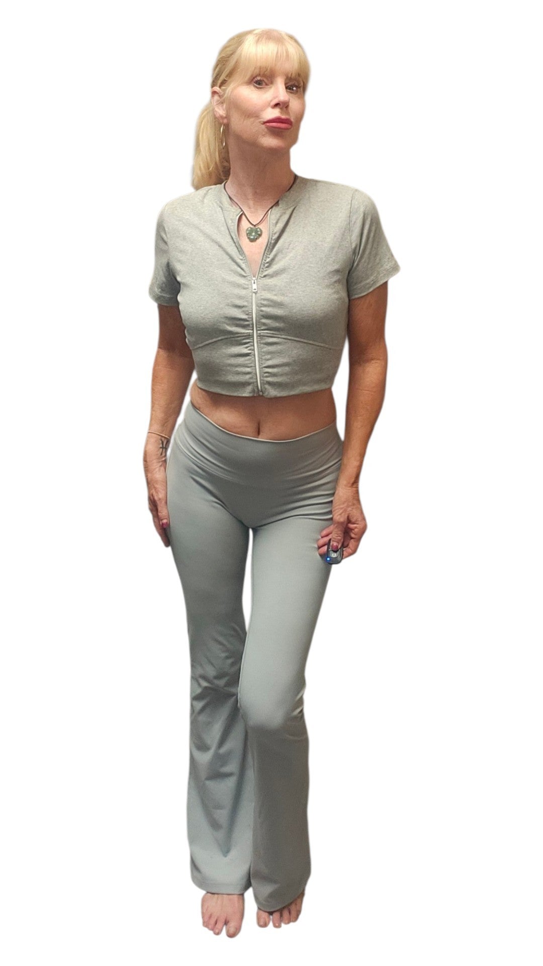 Back Cinched High Rise Flared Leggings/Add your own phrase