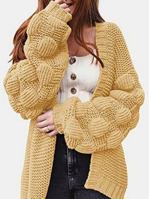 Open Front Long puffy Sleeve Cardigan