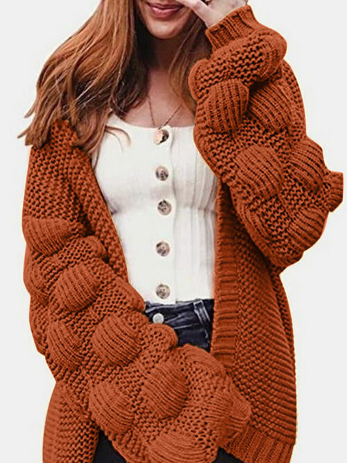 Open Front Long puffy Sleeve Cardigan